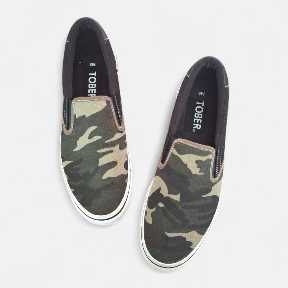Camo Slip On Sneakers Mens 9